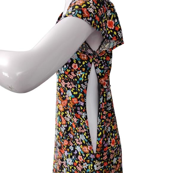 Vylette Floral Sun Dress Size Small V Neck Tie on Back and Side Zipper - Picture 9 of 12